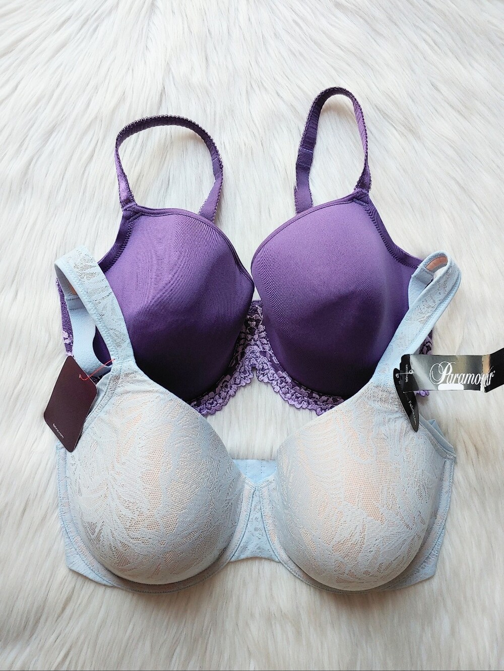 Wacoal & Paramour Felina Lightly-Lined Stretch Foam Floral Lace T-Shirt Bras 36G